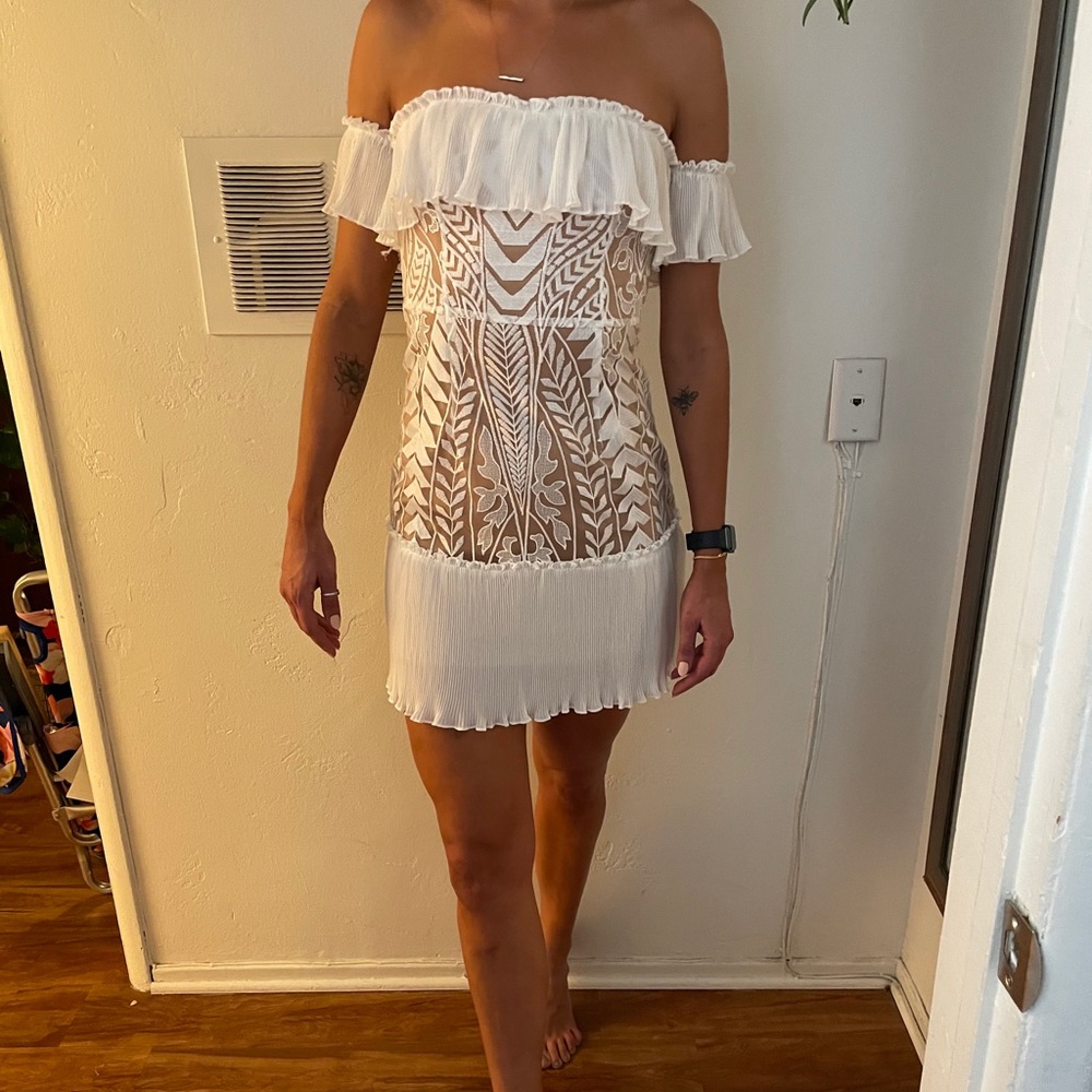 White, Nude, Boutique boho bodycon dress